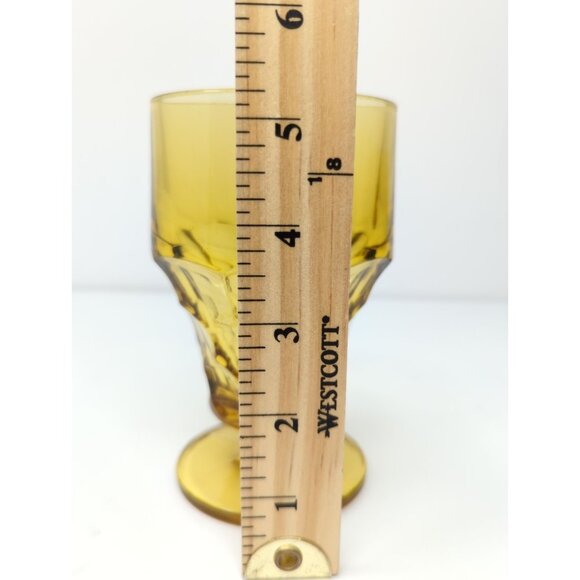 Set of 4 Anchor Hocking Topaz Amber Georgian Footed Iced Tea Glasses 5" vintage - Picture 9 of 9